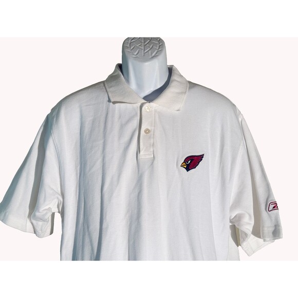REEBOK NFL Short Sleeve Button Down Arizona Cardinals Polo Shirt White Large - Picture 2 of 5
